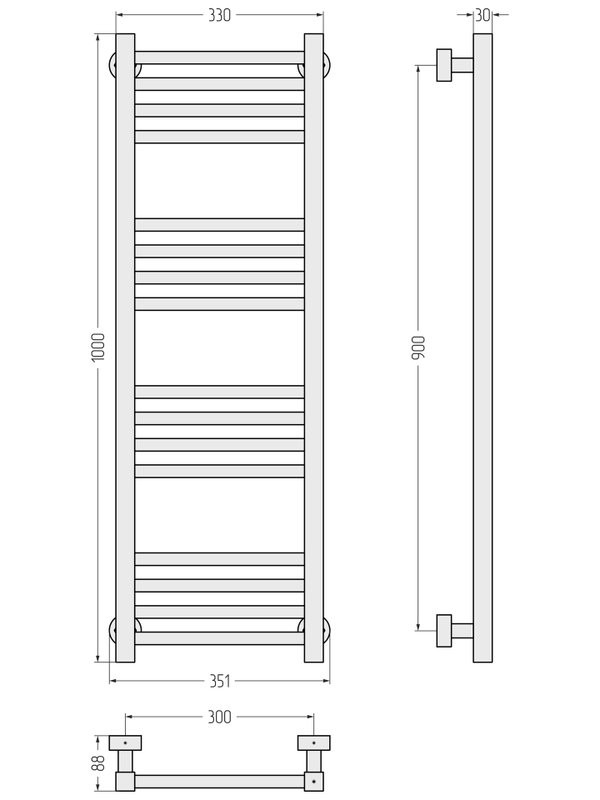 Полотенцесушитель водяной Сунержа Модус Pro 051-0450-1030 100x35 см, состаренная латунь, лесенка