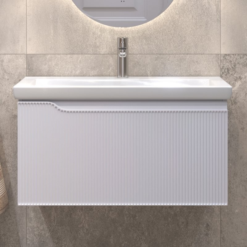 Тумба с раковиной Vigo Neo 80 подвесная, 1 ящик, матовая белая