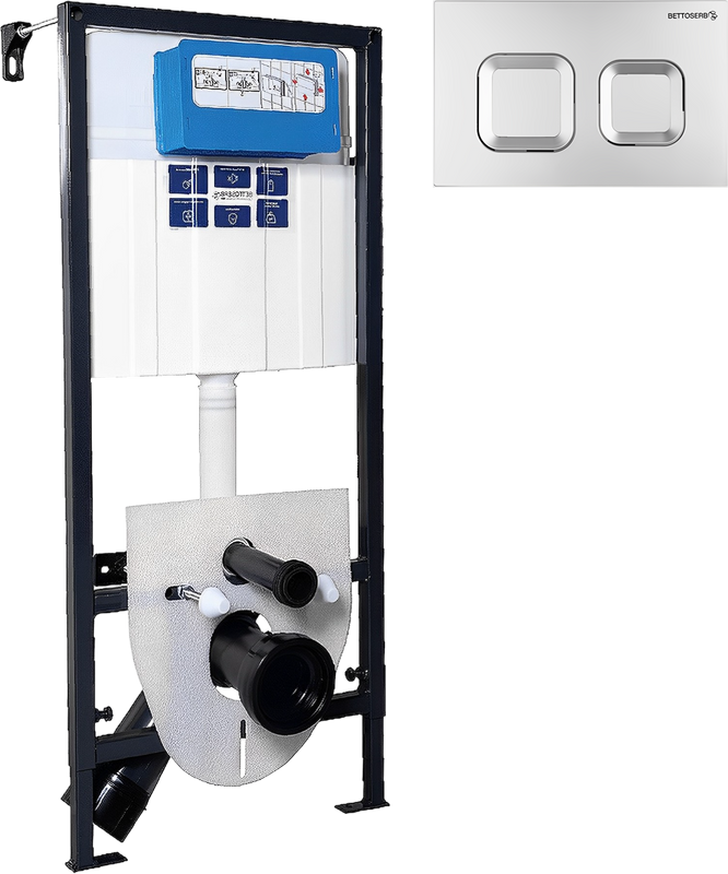 Комплект Инсталляция BETTOSERB Sava Fix Slim 40006456 + Кнопка Smart 40006472 цвет матовый хром