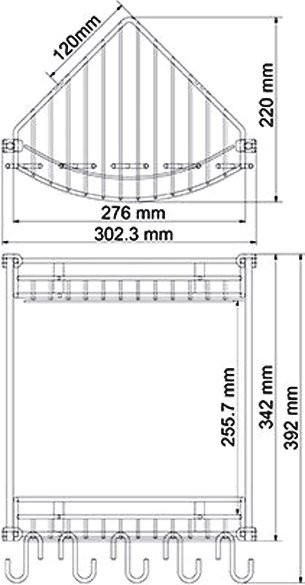 Полка Wasserkraft K-1222 2-ярусная, с крючками