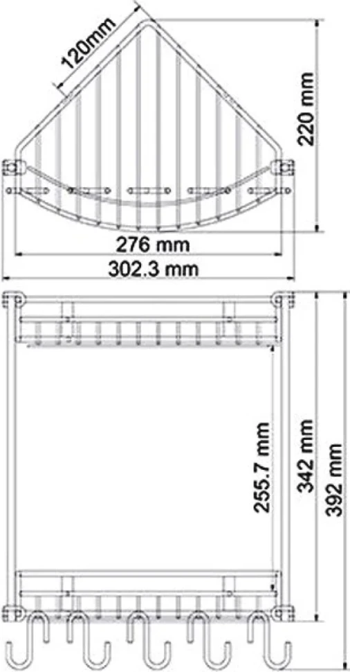 Полка Wasserkraft K-1222 2-ярусная, с крючками