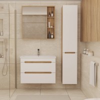 Тумба под раковину без столешницы SanStar Diva 70 подвесная, матовая белая, дуб вотан