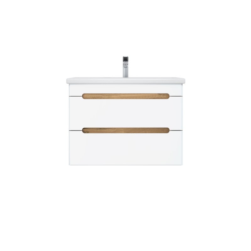 Тумба под раковину без столешницы SanStar Diva 70 подвесная, матовая белая, дуб вотан