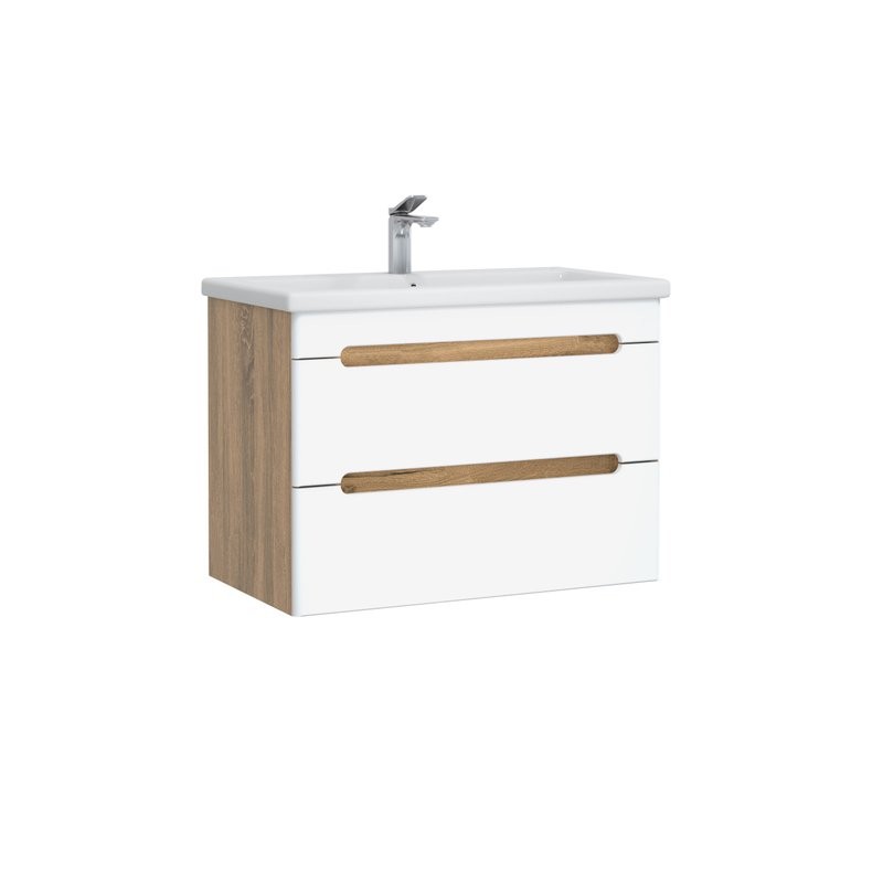 Тумба под раковину без столешницы SanStar Diva 70 подвесная, матовая белая, дуб вотан
