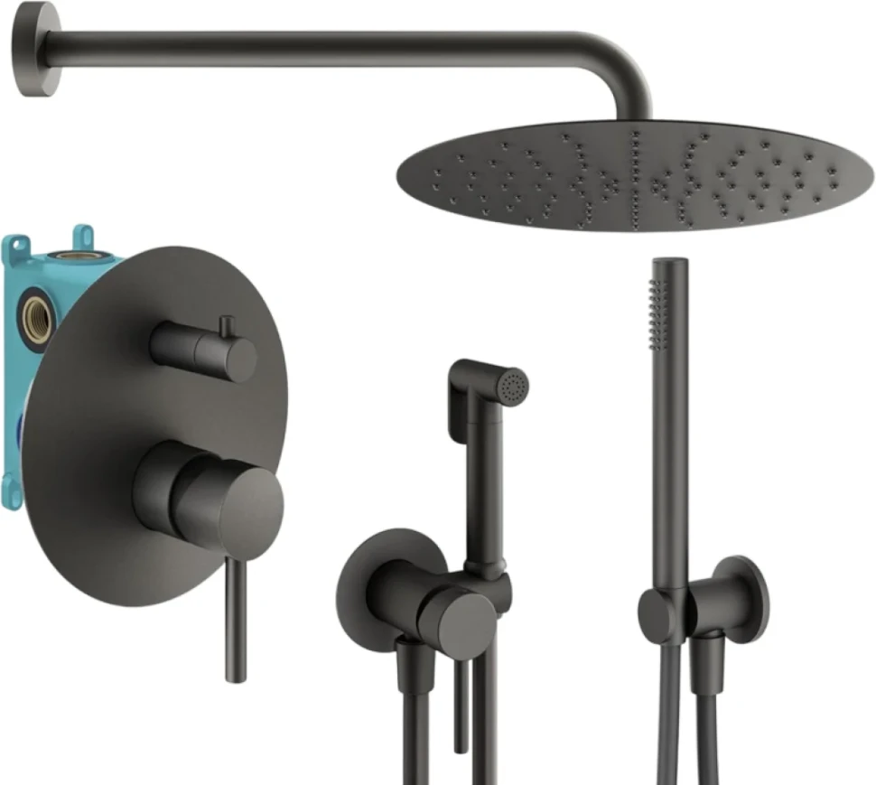 Комплект для ванной Plumberia Selection Ixo KITZXO18GR С ВНУТРЕННЕЙ ЧАСТЬЮ, графит матовый