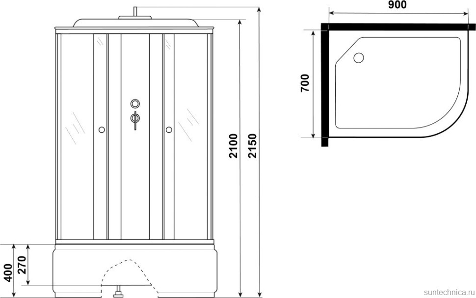 Душевая кабина Niagara Promo P90/70/40L/MT 90х70 см, L