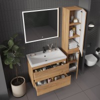 Тумба с раковиной SanStar Riana 70 подвесная, дуб крафт золотой, раковина Фостер 70