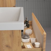 Тумба с раковиной SanStar Riana 70 подвесная, дуб крафт золотой, раковина Фостер 70