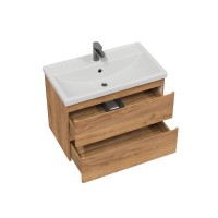 Тумба с раковиной SanStar Riana 70 подвесная, дуб крафт золотой, раковина Фостер 70