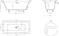 Ванна из искусственного камня Salini Orlanda Axis S-Sense 170x75 см, встраиваемая, матовая белая, на ножках