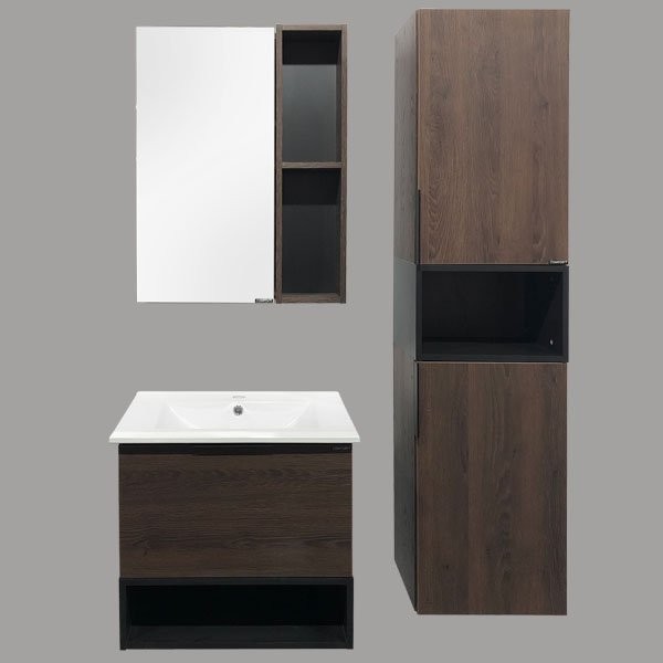 Зеркало-шкаф Comforty Франкфурт 60, дуб шоколадно-коричневый