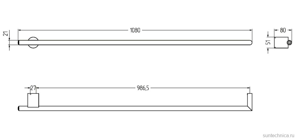 Полотенцесушитель электрический Сунержа Идиллия Master 1000 5x110 см, скрытое подключение, матовый черный, I-образный