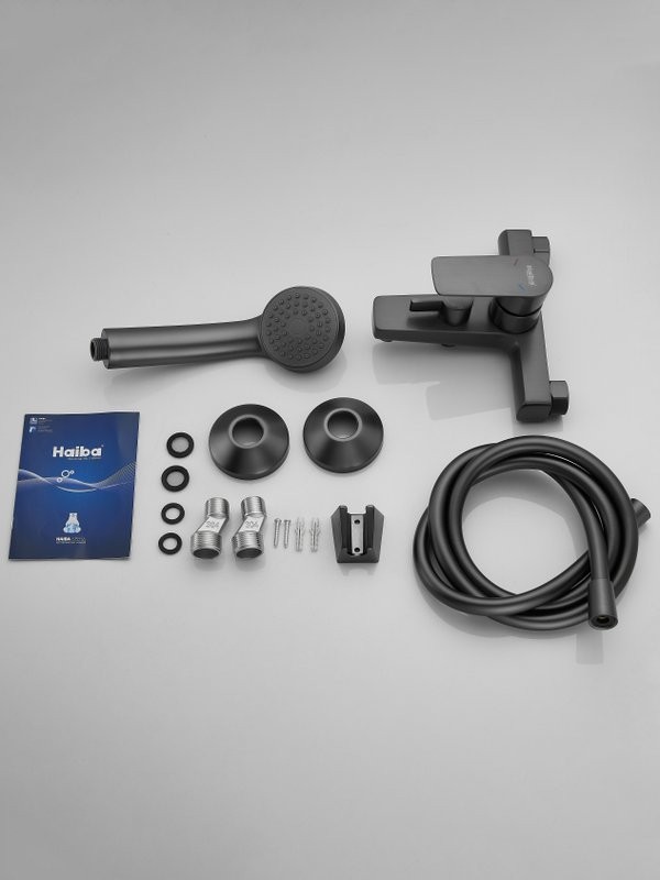 Смеситель для ванны с душем Haiba HB60719-3 оружейная сталь