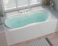 Акриловая ванна 1MarKa Dinamika Премиум 170x80 см, пристенная, белая, с каркасом, для двоих, с экраном, со сливом-переливом