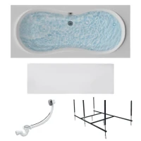 Акриловая ванна 1MarKa Dinamika Премиум 170x80 см, пристенная, белая, с каркасом, для двоих, с экраном, со сливом-переливом