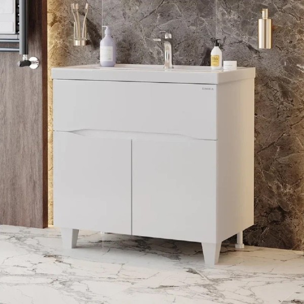 Тумба под раковину Onika Стрим 80 напольная, белая