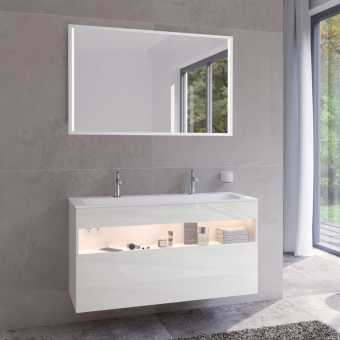 Мебель для ванной Keuco Stageline 32882 120 см, с подсветкой, розеткой и точкой зарядки USB и USB-C, белая