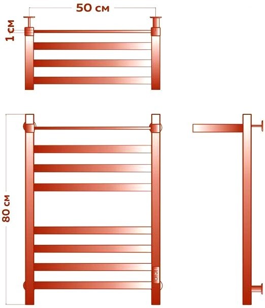 Полотенцесушитель электрический Bauedge Bau R 50x80, черный матовый