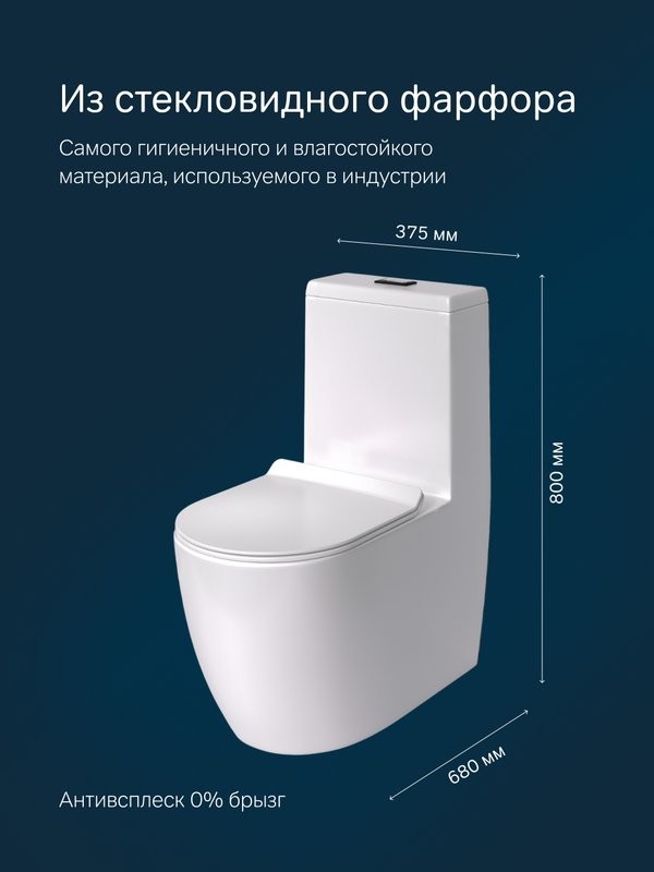 Унитаз-моноблок напольный AM.PM Func C8F8900BSC с черной кнопкой