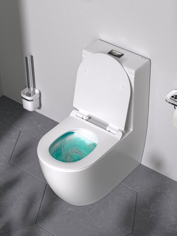 Унитаз-моноблок напольный AM.PM Func C8F8900BSC с черной кнопкой