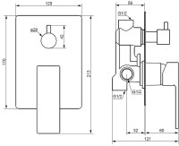 Встраиваемый смеситель для душа и ванны Damixa Gala 537100300 С ВНУТРЕННЕЙ ЧАСТЬЮ, матовый черный