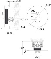 Встраиваемый смеситель для душа и ванны WHITECROSS Y Y1235NIB С ВНУТРЕННЕЙ ЧАСТЬЮ, брашированный никель