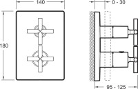 Термостатический смеситель встраиваемый Jacob Delafon Modulo E75395-CP для ванны с душем