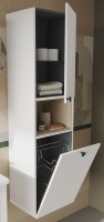 Шкаф пенал для ванной VitrA Root Groove 40 R, с бельевой корзиной, матовый белый