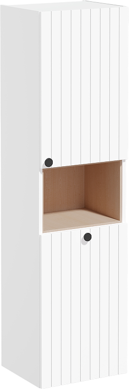 Шкаф пенал для ванной VitrA Root Groove 40 R, с бельевой корзиной, матовый белый