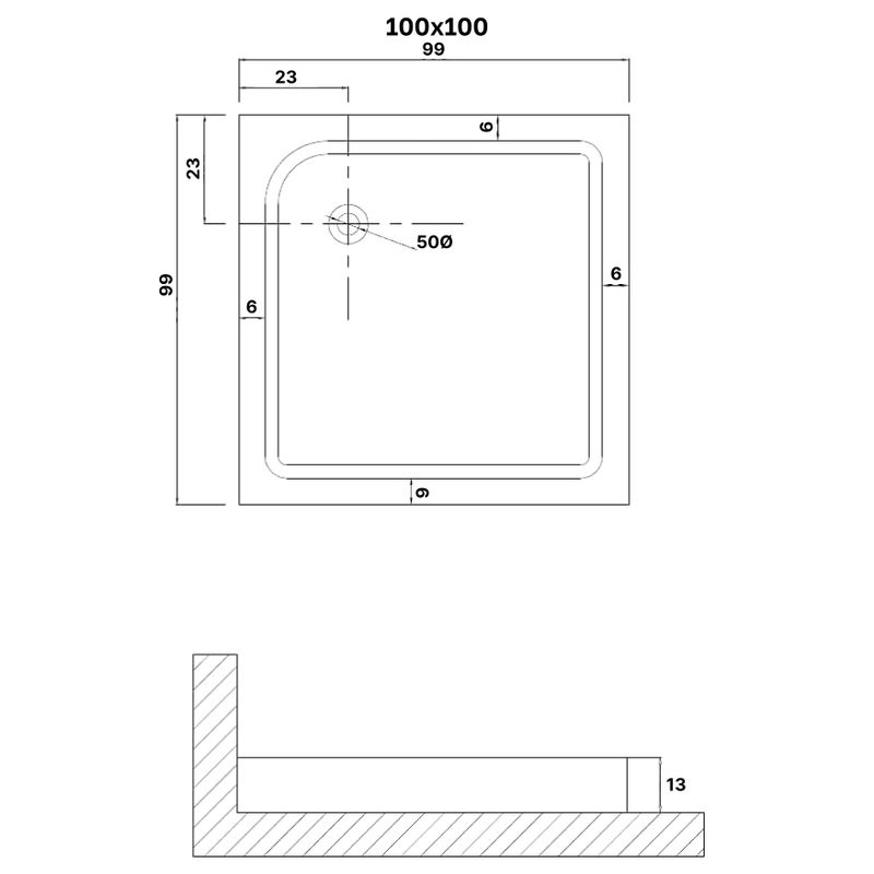 Поддон для душа Niagara Eco NG-P1010-14Q 100х100 см, белый