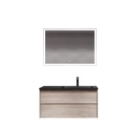 Мебель для ванной комнаты Sancos Marmi 2.0 100 R черная раковина, дуб галифакс натуральный