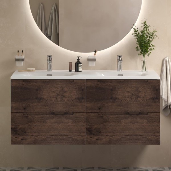 Тумба с раковиной BelBagno Etna 120 для двоих, rovere moro, раковина BB-8099-120-2