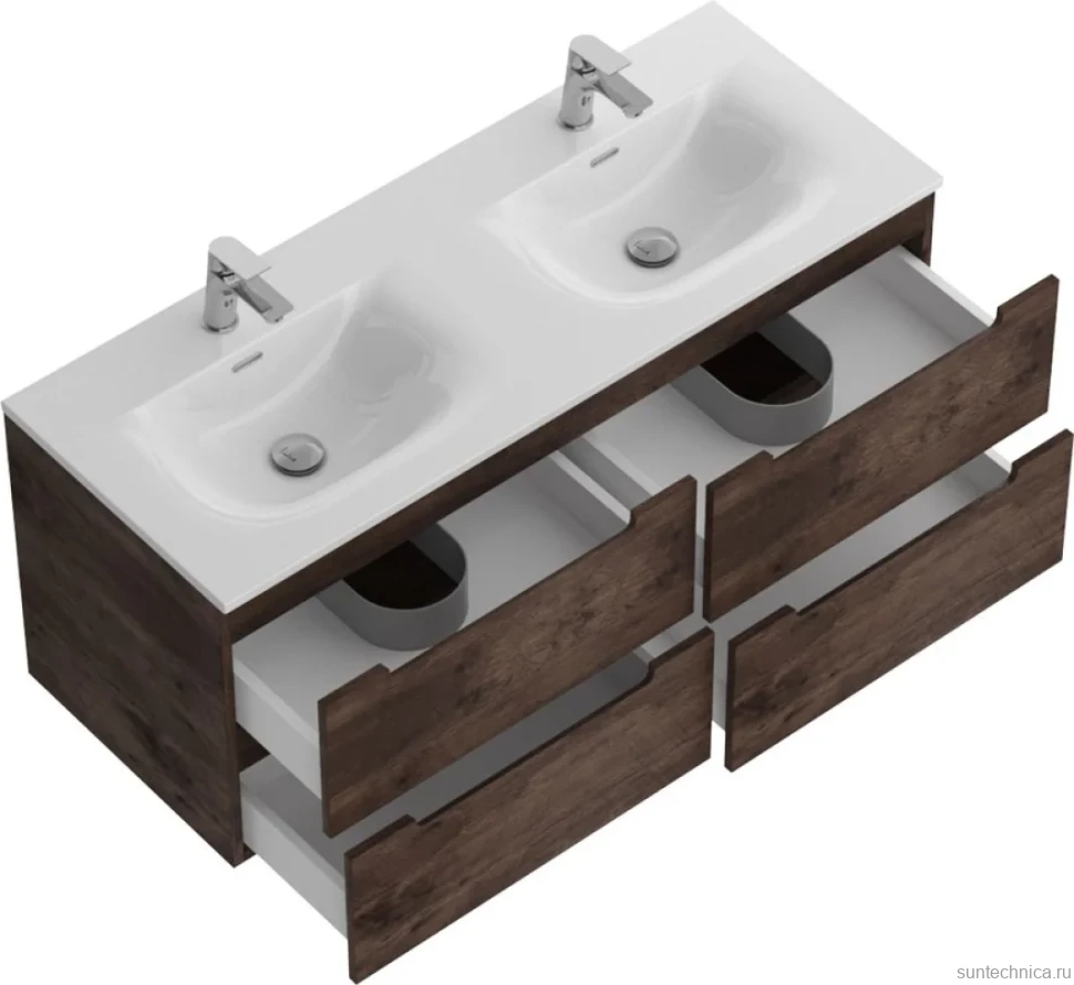 Тумба с раковиной BelBagno Etna 120 для двоих, rovere moro, раковина BB-8099-120-2