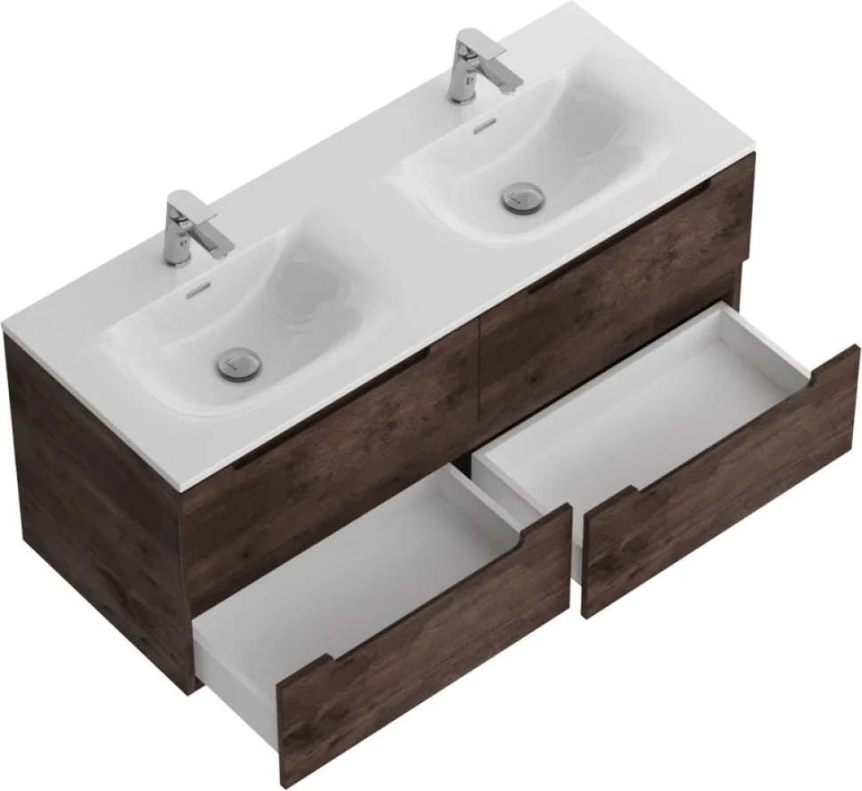 Тумба с раковиной BelBagno Etna 120 для двоих, rovere moro, раковина BB-8099-120-2