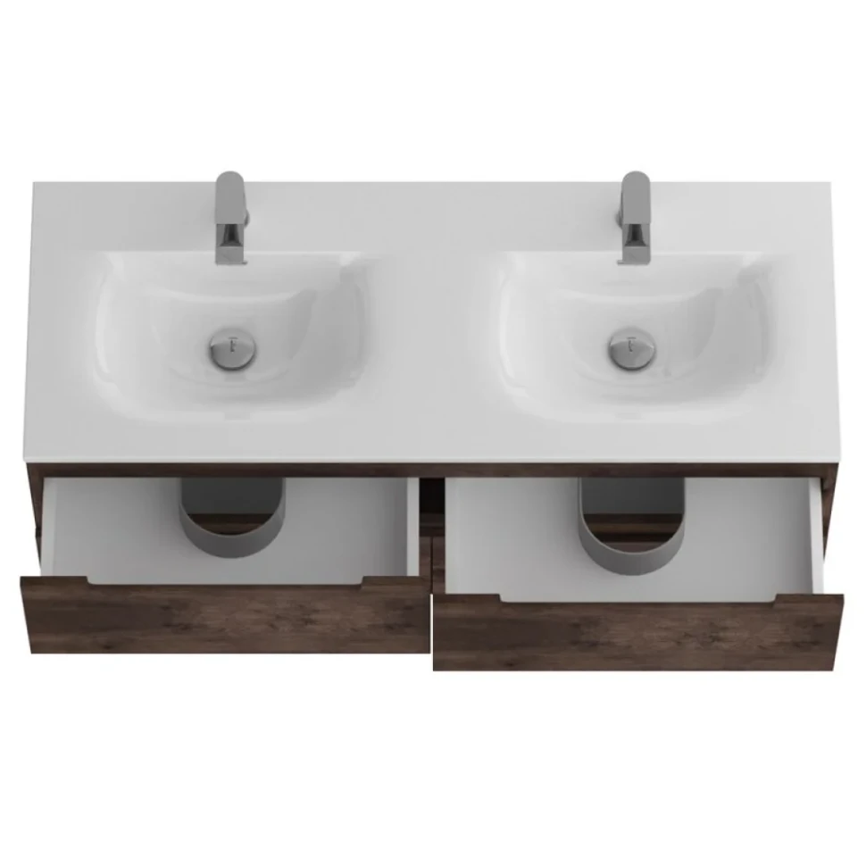 Тумба с раковиной BelBagno Etna 120 для двоих, rovere moro, раковина BB-8099-120-2