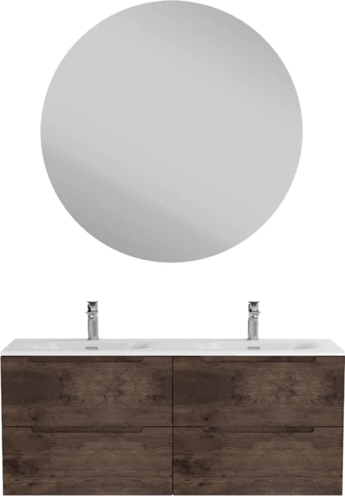 Тумба с раковиной BelBagno Etna 120 для двоих, rovere moro, раковина BB-8099-120-2