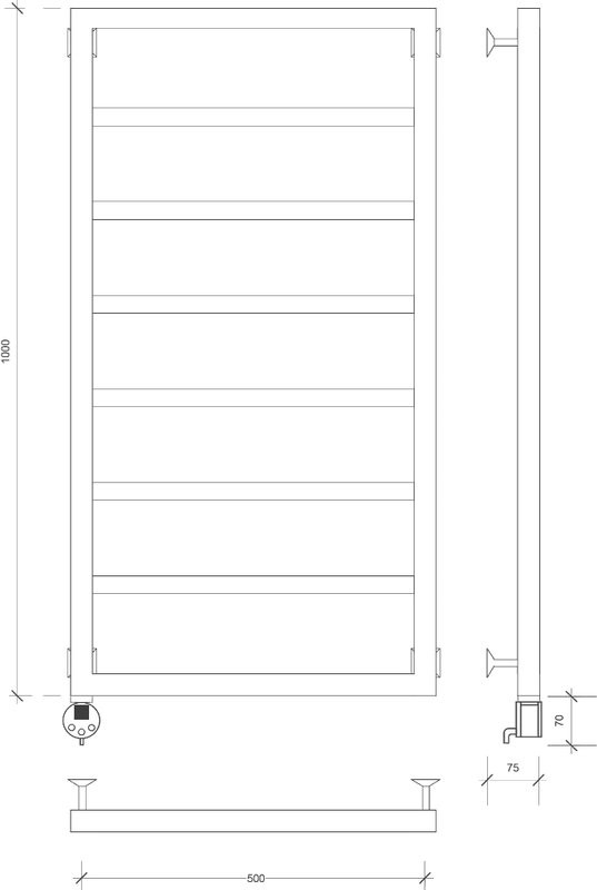 Полотенцесушитель электрический Secado Парма 4603777467265 105x55 см, подключение слева, матовый черный, лесенка