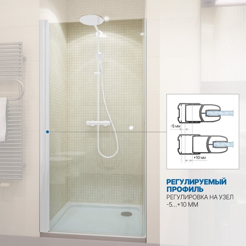 Душевая дверь в нишу Kubele DE020 DE020D601T-CLN-WTMT- 50х200 50, профиль белый матовый