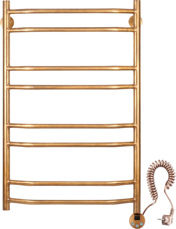 Полотенцесушитель электрический Secado Агата 4 85x55 см, подключение справа, бронза, лесенка, латунь