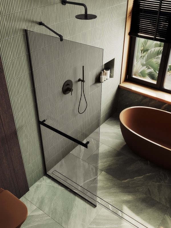 Душевая перегородка Maybahglass MGD-715-6у 119 см, профиль черный, стекло бронза