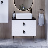 Тумба с раковиной Grossman Вива 70 белый глянец, столешница черная