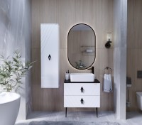 Тумба с раковиной Grossman Вива 70 белый глянец, столешница черная