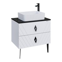 Тумба с раковиной Grossman Вива 70 белый глянец, столешница черная