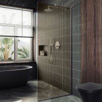 Душевая перегородка Maybahglass MGD-1353-5у 99 см, профиль хром матовый, стекло бронза