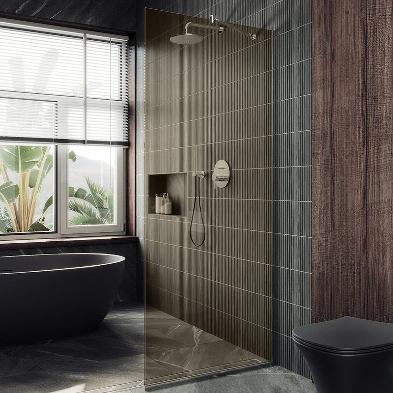 Душевая перегородка Maybahglass MGD-1353-5у 99 см, профиль хром матовый, стекло бронза