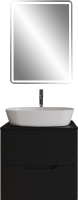 Мебель для ванной комнаты Orange Line 60 подвесная, 2 ящика, матовая черная с раковиной B08-500W