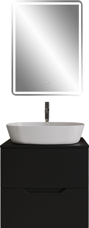 Мебель для ванной комнаты Orange Line 60 подвесная, 2 ящика, матовая черная с раковиной B08-500W