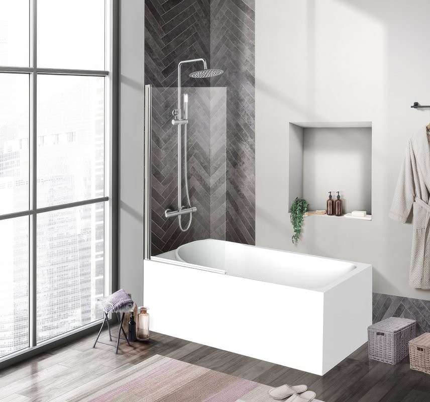 Шторка на ванну BelBagno Uno V-1-70/150-C-Cr стекло прозрачное