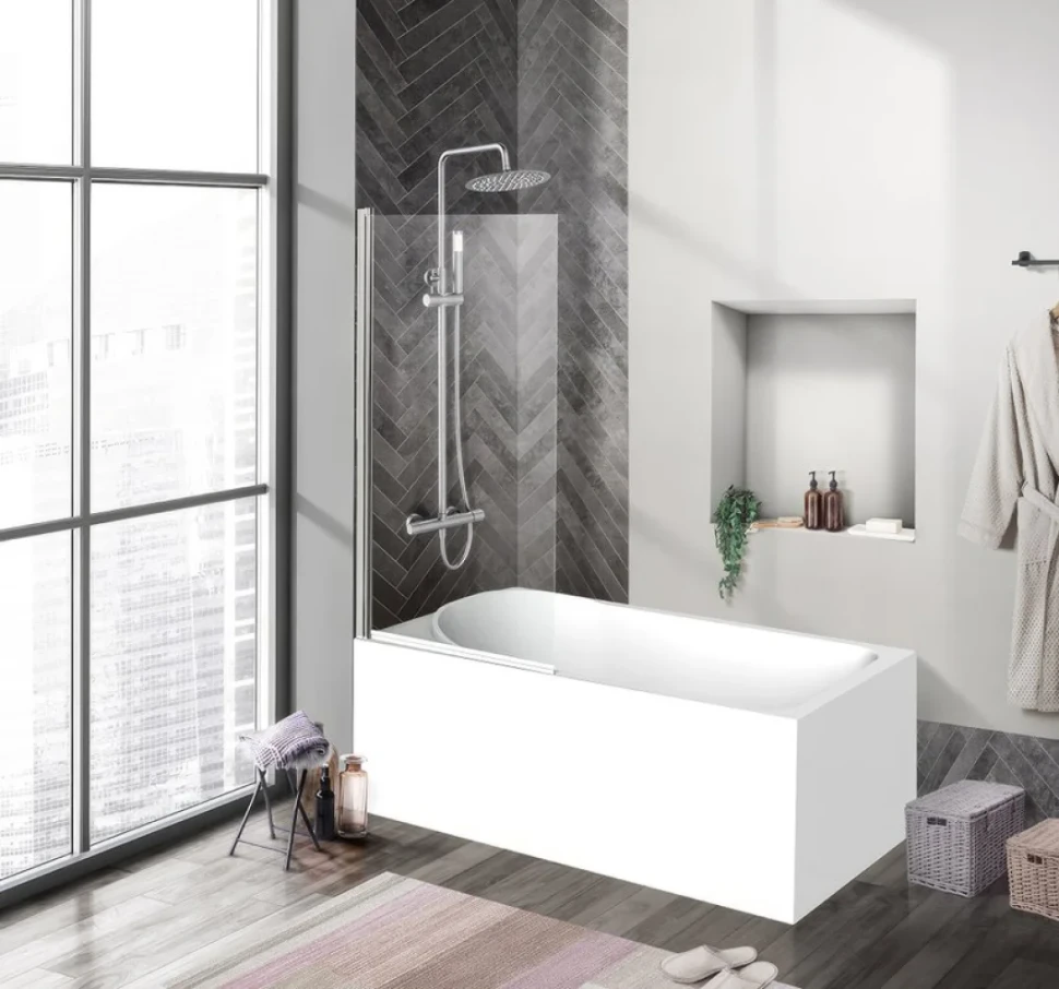 Шторка на ванну BelBagno Uno V-1-70/150-C-Cr стекло прозрачное