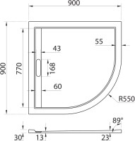 Поддон для душа Cezares TRAY-AS-R-90-30-NERO 90x90, с сифоном, черный матовый